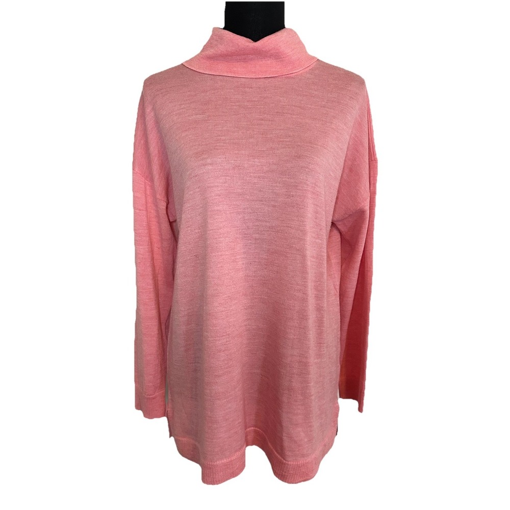 TALBOTS Women's XL PETITE 100% Merino Wool Pink Turtleneck‎ Sweater Extra Large